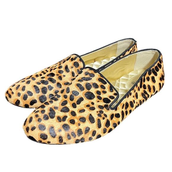 Birdies The Starling in Cheetah Calf Hair Faux Fur Lining Smoking Slip On Size 7 - Picture 1 of 9